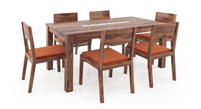 Brighton Large - Kerry 6 Seater Dining Table Set (Teak Finish, Burnt Orange) by Urban Ladder