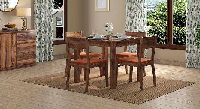 Arabia Storage - Kerry 4 Seater Dining Table Set (Teak Finish, Burnt Orange) by Urban Ladder