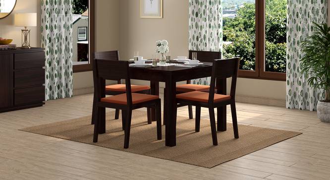 Brighton Square - Kerry 4 Seater Dining Table Set (Mahogany Finish, Burnt Orange) by Urban Ladder