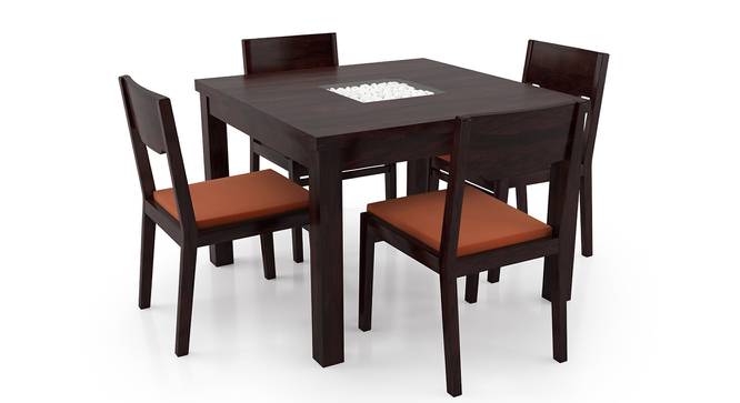 Brighton Square - Kerry 4 Seater Dining Table Set (Mahogany Finish, Burnt Orange) by Urban Ladder