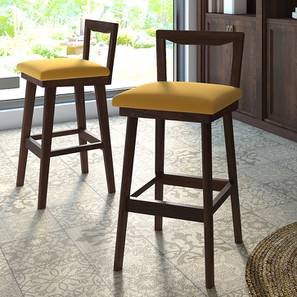Bar Furniture In Ghaziabad Design Homer Bar Stool - Set Of 2 (Walnut Finish, Yellow)