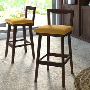 Bar Stools In Pune Design Homer Bar Stool - Set Of 2 (Walnut Finish, Yellow)