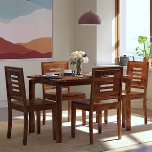 All 4 Seater Dining Table Sets Design Catria Capra Solid Wood 4 Seater Dining Table with Set of Chairs in Teak Finish
