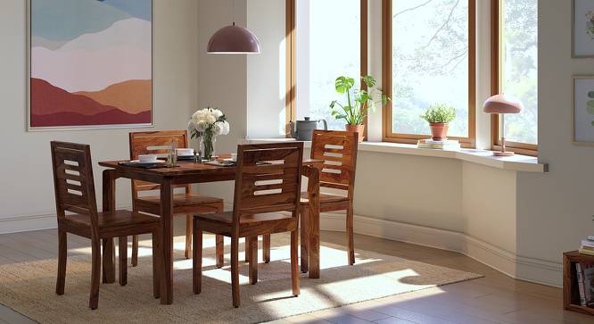 Catria - Capra 4 Seater Dining Table Set (Teak Finish) by Urban Ladder - Design 1 Full View - 200694