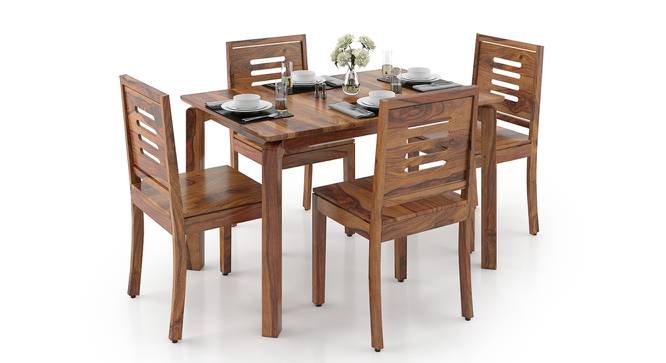 Catria - Capra 4 Seater Dining Table Set (Teak Finish) by Urban Ladder - Front View Design 1 - 200695