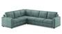 Apollo Sofa Set (Fabric Sofa Material, Regular Sofa Size, Soft Cushion Type, Corner Sofa Type, Corner Master Sofa Component, Dusty Turquoise Velvet) by Urban Ladder