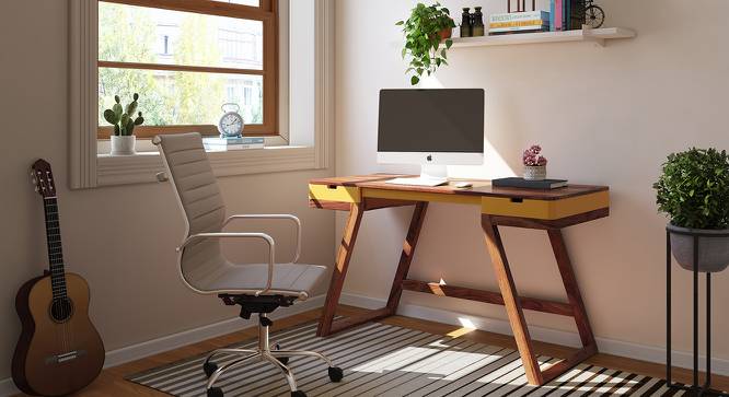 Truman Study Table (Teak Finish, Passion Flower) by Urban Ladder - Design 1 Full View - 201802