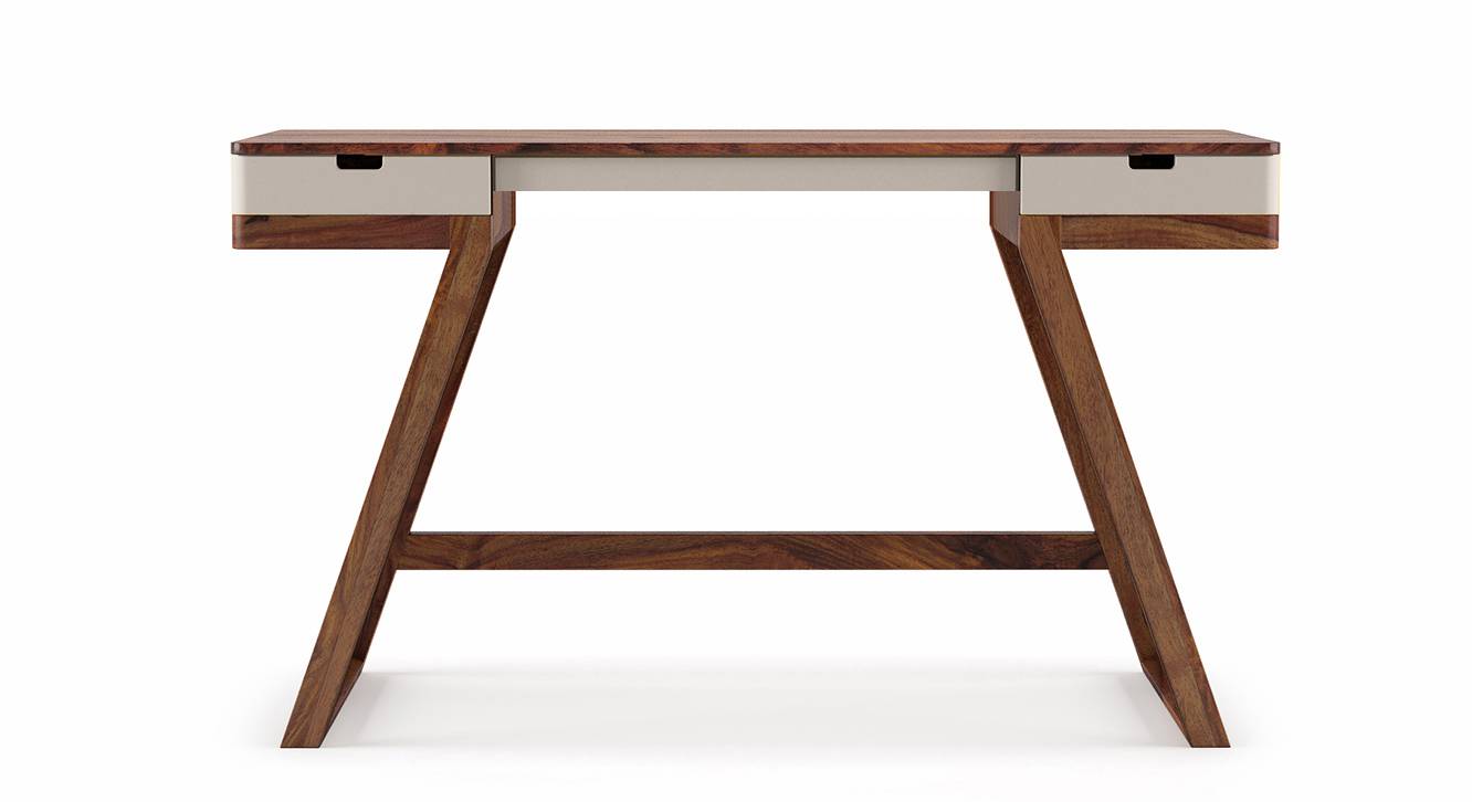 Truman Solid Wood Study Table in Teak Finish Urban Ladder