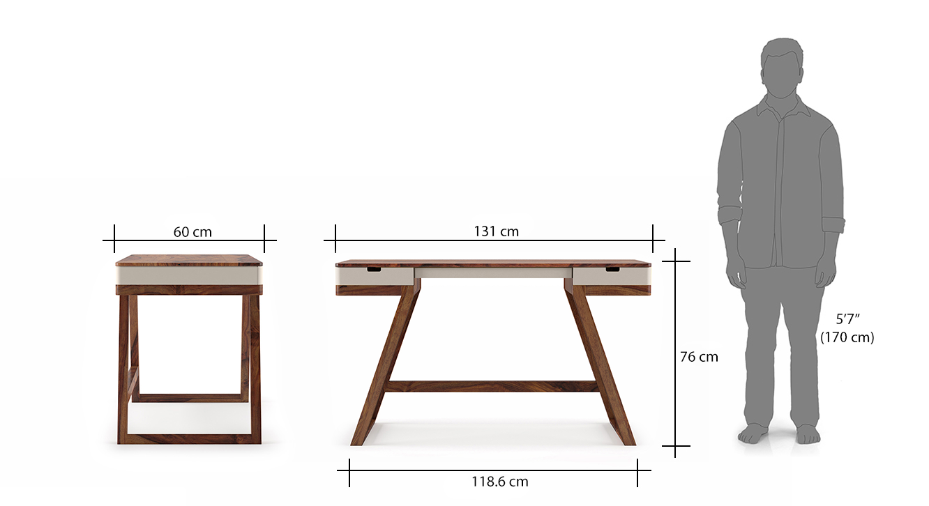 Truman Solid Wood Study Table in Teak Finish - Urban Ladder
