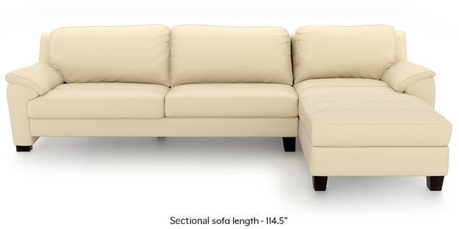 Farina Half Leather Sectional Sofa (Cream Italian Leather) (Cream, Regular Sofa Size, Sectional Sofa Type, Leather Sofa Material)