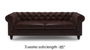 Winchester Half Leather Sofa (Chocolate Italian Leather)