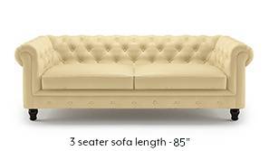 Winchester Half Leather Sofa (Cream Italian Leather)