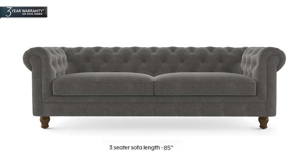 Winchester Fabric Sofa (Ash Grey Velvet) (2-seater Custom Set - Sofas, None Standard Set - Sofas, Fabric Sofa Material, Regular Sofa Size, Regular Sofa Type, Ash Grey Velvet) by Urban Ladder - - 208844