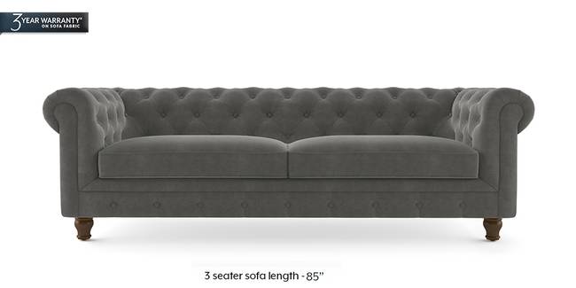 Winchester Fabric Sofa (Ash Grey Velvet) (2-seater Custom Set - Sofas, None Standard Set - Sofas, Fabric Sofa Material, Regular Sofa Size, Regular Sofa Type, Ash Grey Velvet)