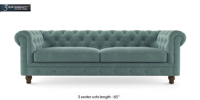 Winchester Fabric Sofa (Dusty Turquoise Velvet) (3-seater Custom Set - Sofas, None Standard Set - Sofas, Fabric Sofa Material, Regular Sofa Size, Regular Sofa Type, Dusty Turquoise Velvet)