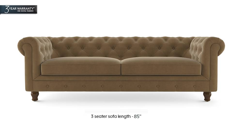 Winchester Fabric Sofa (Fawn Velvet) (1-seater Custom Set - Sofas, None Standard Set - Sofas, Fabric Sofa Material, Regular Sofa Size, Regular Sofa Type, Fawn Velvet) by Urban Ladder - - 208863