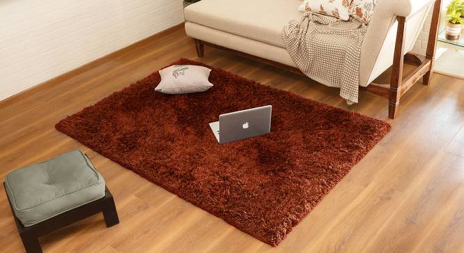 Linton Shaggy Rug (Rust, 152 x 244 cm  (60" x 96") Carpet Size) by Urban Ladder - Design 1 Full View - 209099