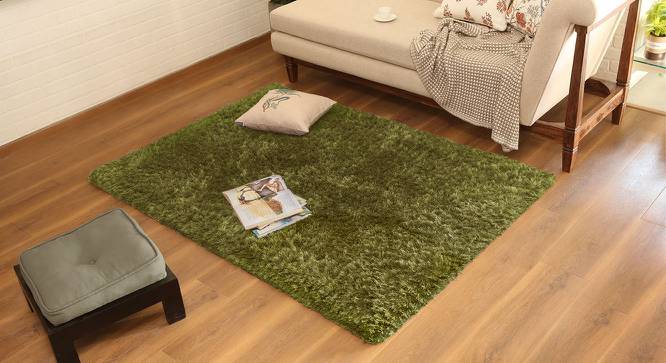 Linton Shaggy Rug (152 x 244 cm  (60" x 96") Carpet Size, Olive Green) by Urban Ladder - Design 1 Full View - 209141