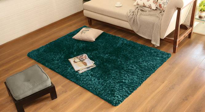 Linton Shaggy Rug (152 x 244 cm  (60" x 96") Carpet Size, Teal) by Urban Ladder - Design 1 Full View - 210015