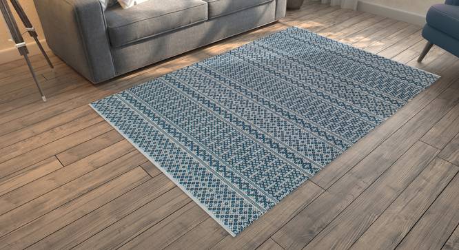 Rivoli Dhurrie (Blue, 122 x 183 cm  (48" x 72") Carpet Size) by Urban Ladder - Design 1 Full View - 210055