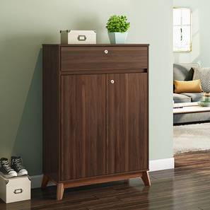 Shoe Rack Design Webster Shoe Cabinet With Lock (Walnut Finish, 15 Pair Capacity)