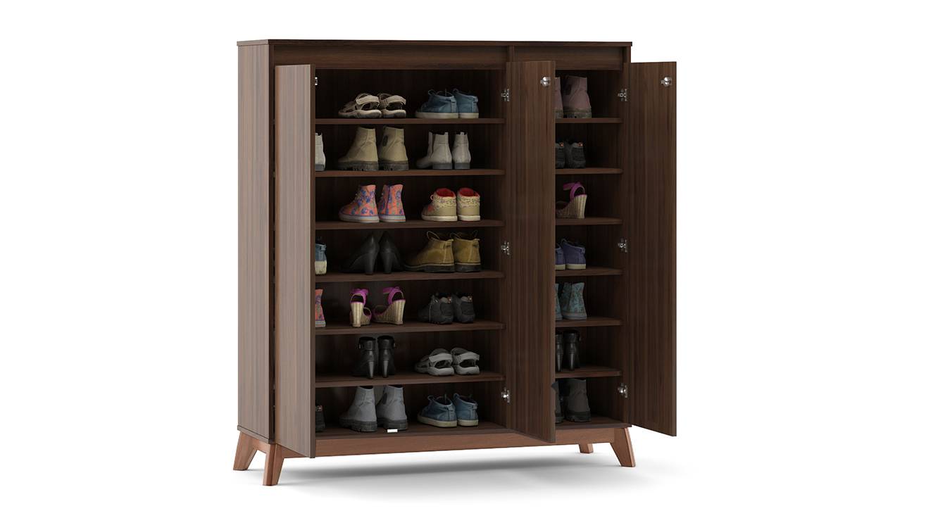 Webster shoe cabinet with lock walnut finish 32 pair capacity 2