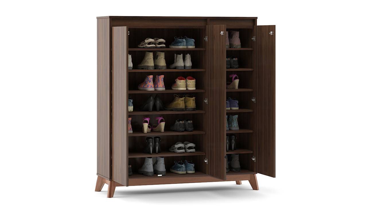Webster shoe cabinet with lock walnut finish 32 pair capacity 2