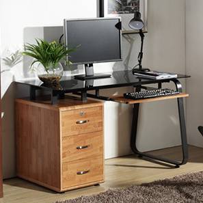Study Furniture Bestseller Design Eddings Free Standing Engineered Wood Study Table in Golden Oak Finish
