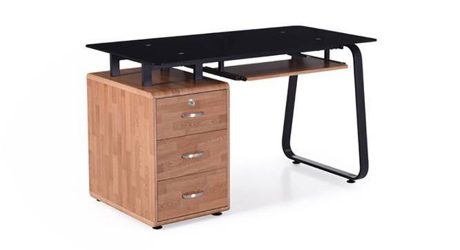 Eddings Study Table (Golden Oak Finish, With Keyboard Tray Configuration) by Urban Ladder - Cross View Design 1 - 210226