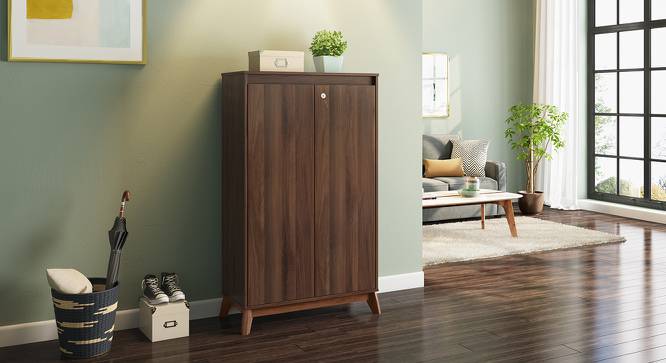 Webster Shoe Cabinet With Lock (Walnut Finish, 24 Pair Capacity) by Urban Ladder - Design 1 Full View - 210273