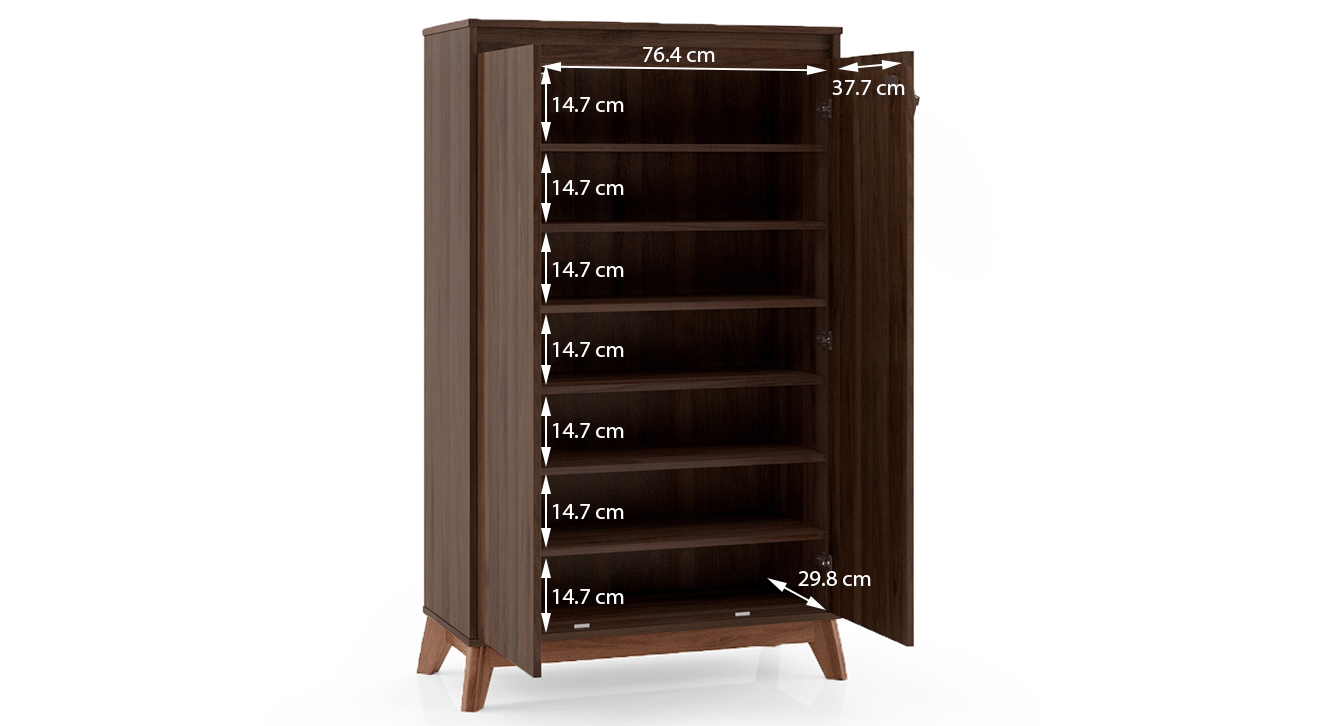 Webster shoe cabinet with lock walnut finish 24 pair capacity dim2