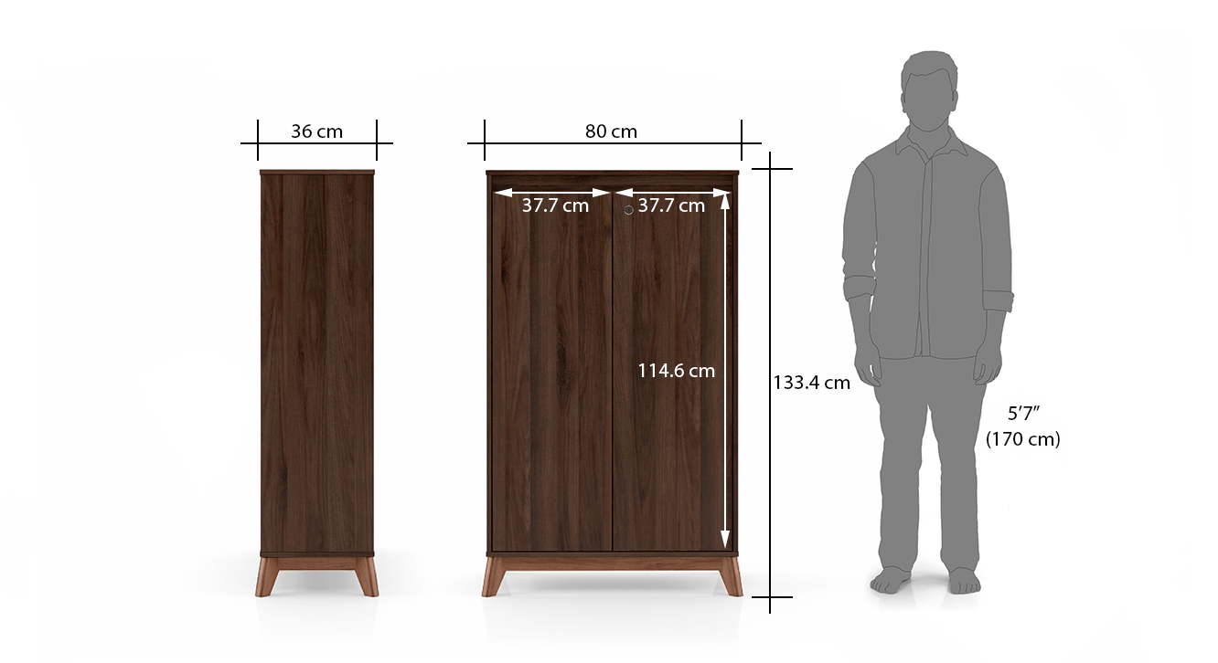 Webster shoe cabinet with lock walnut finish 24 pair capacity dim1