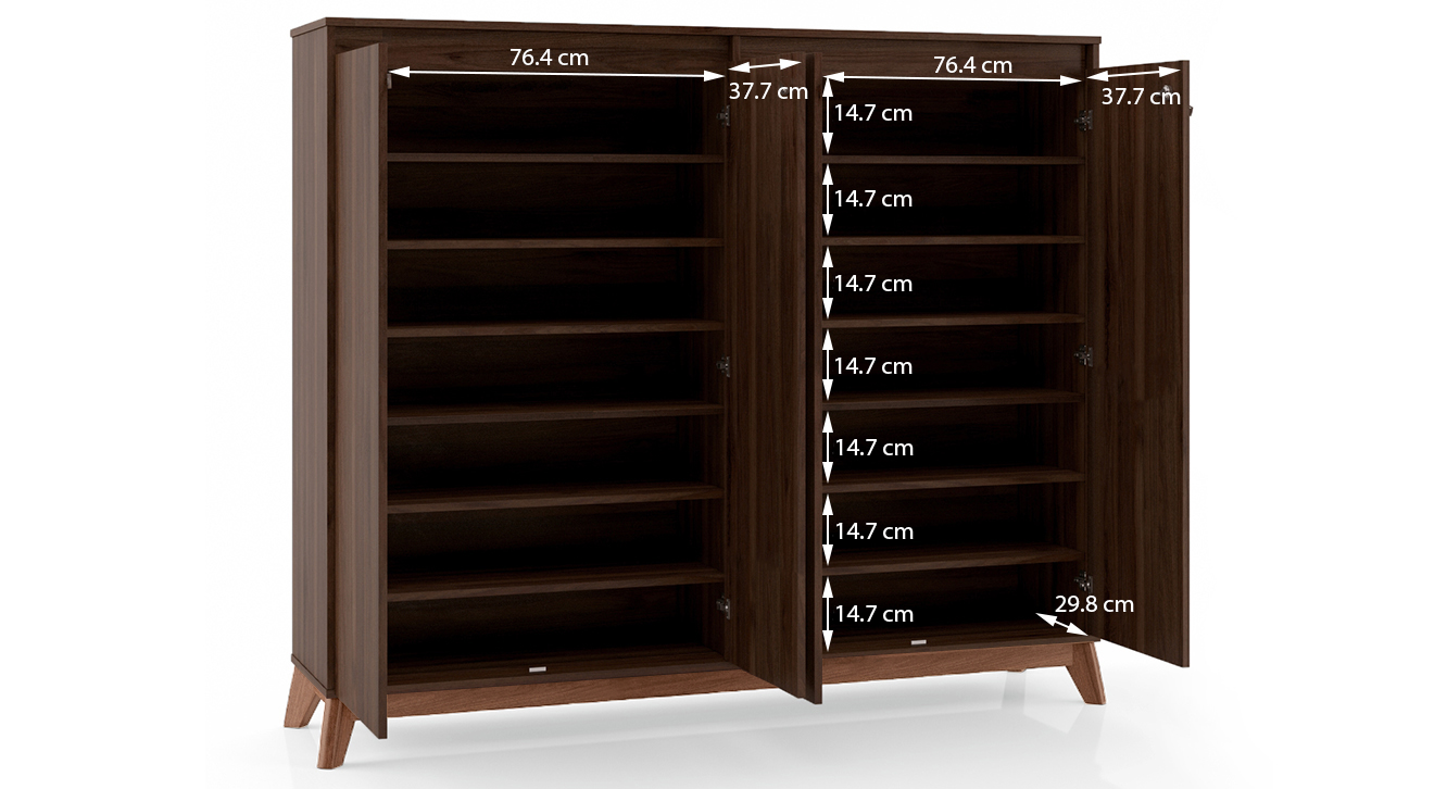 Webster shoe cabinet with lock walnut finish 48 pair capacity dim2