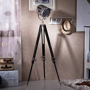 All Products Sale Design Endeavour Tripod Floor Lamp (Black Base Finish, Cylindrical Shade Shape, Nickel Shade Color)