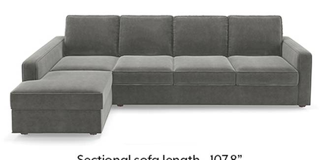 Apollo Sofa Set (Fabric Sofa Material, Regular Sofa Size, Soft Cushion Type, Sectional Sofa Type, Sectional Master Sofa Component, Ash Grey Velvet, Regular Back Type, Regular Back Height)