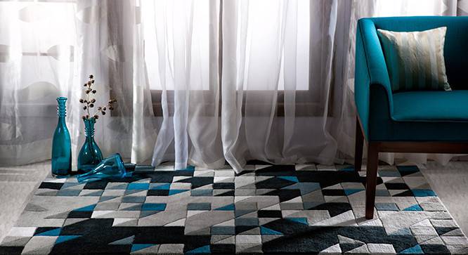 Mandel Hand Tufted Carpet (152 x 236 cm  (60 x 93") Carpet Size, Navy & Black) by Urban Ladder - - 21851