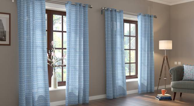 Overlay Door Curtains - Set Of 2 (Blue, 54"x84" Curtain Size) by Urban Ladder