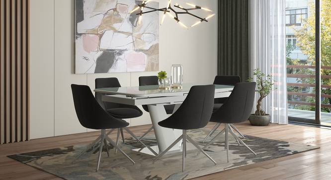 Doris Swivel Dining Chairs - Set Of 2 (Dark Grey, Fabric Material) by Urban Ladder - Design 1 Full View - 218893