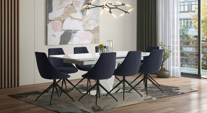 Caribu 6 to 8 Extendable - Doris (Fabric) 8 Seater Dining Table Set (Blue) by Urban Ladder - Design 1 Full View - 218969