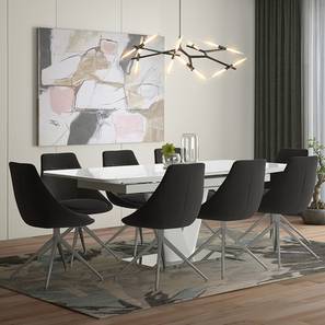 All 8 Seater Dining Table Sets Design Caribu 6 to 8 Extendable - Doris (Fabric) 8 Seater Dining Table Set (Dark Grey)