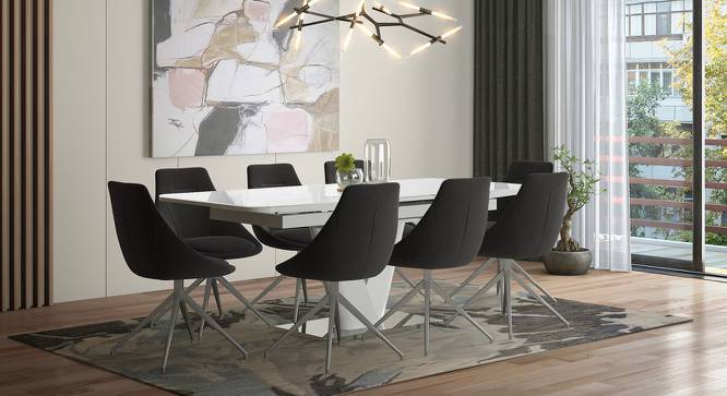 Caribu 6 to 8 Extendable - Doris (Fabric) 8 Seater Dining Table Set (Dark Grey) by Urban Ladder - Design 1 Full View - 218982