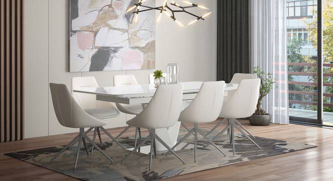 Caribu 6 to 8 Extendable - Doris (Leatherette) 8 Seater Dining Table Set (White) by Urban Ladder - Design 1 Full View - 218995