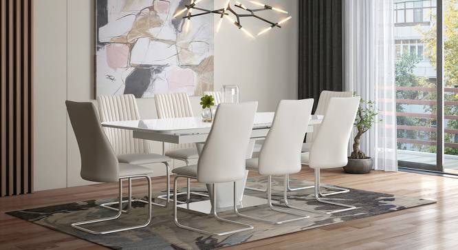 Caribu 6 to 8 Extendable - Ingrid (Leatherette) 8 Seater Dining Table Set (White) by Urban Ladder - Design 1 Full View - 219047