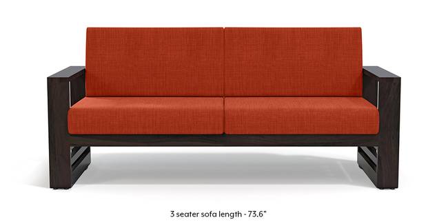 Parsons Wooden Sofa - American Walnut Finish (Lava) (3-seater Custom Set - Sofas, None Standard Set - Sofas, Lava, American Walnut Finish, Fabric Sofa Material, Regular Sofa Size, Regular Sofa Type)