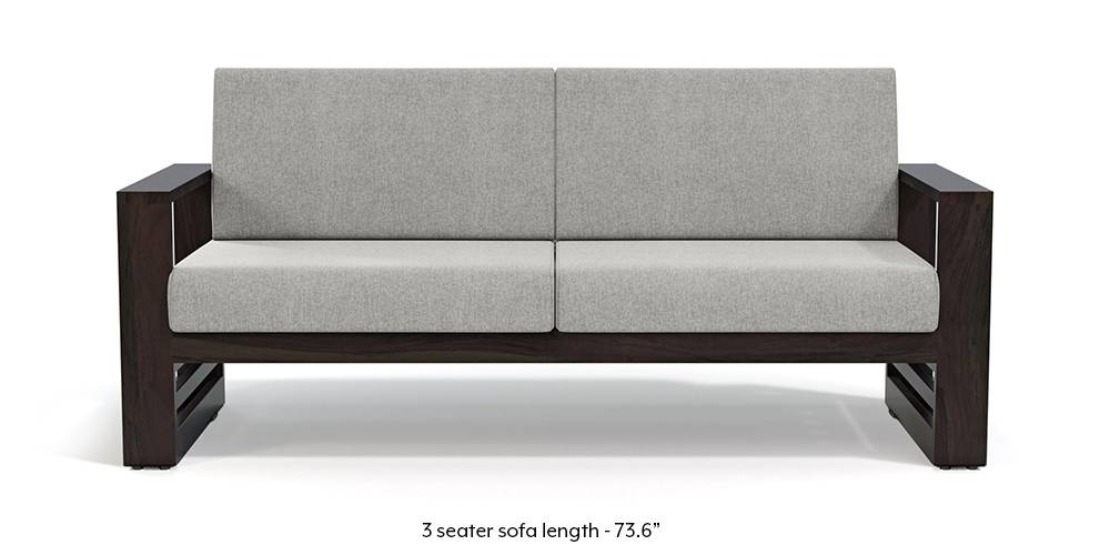 Parsons Wooden Sofa - American Walnut Finish (Vapour Grey) (1-seater Custom Set - Sofas, None Standard Set - Sofas, American Walnut Finish, Fabric Sofa Material, Regular Sofa Size, Regular Sofa Type, Vapour Grey) by Urban Ladder - - 219353