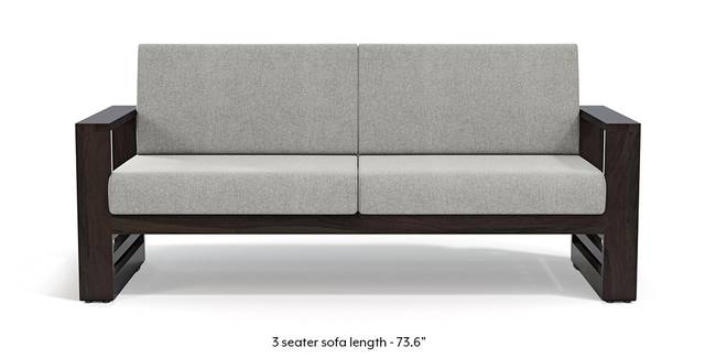 Parsons Wooden Sofa - American Walnut Finish (Vapour Grey) (1-seater Custom Set - Sofas, None Standard Set - Sofas, American Walnut Finish, Fabric Sofa Material, Regular Sofa Size, Regular Sofa Type, Vapour Grey)