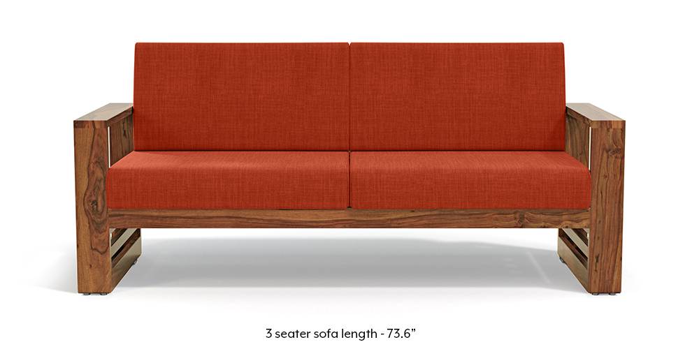 Parsons Wooden Sofa - Teak Finish (Lava) (Teak Finish, 1-seater Custom Set - Sofas, None Standard Set - Sofas, Lava, Fabric Sofa Material, Regular Sofa Size, Regular Sofa Type) by Urban Ladder - - 219413