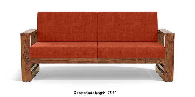 Parsons Wooden Sofa - Teak Finish (Lava) (Teak Finish, 1-seater Custom Set - Sofas, None Standard Set - Sofas, Lava, Fabric Sofa Material, Regular Sofa Size, Regular Sofa Type)