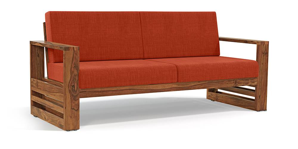 Parsons Wooden Sofa - Teak Finish Indigo Blue - Urban Ladder 