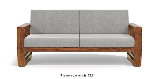 Parsons Wooden Sofa - Teak Finish (Vapour Grey) (1-seater Custom Set - Sofas, None Standard Set - Sofas, American Walnut Finish, Fabric Sofa Material, Regular Sofa Size, Regular Sofa Type, Vapour Grey)